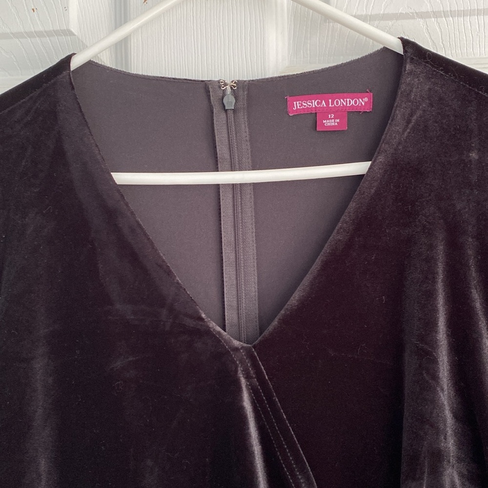 Jessica London long sleeve velvet and rayon black jumpsuit size 12 - Picture 2 of 6